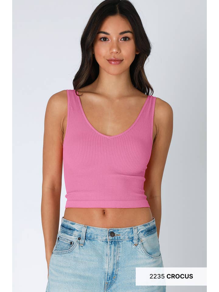 NIKIBIKI – Top de malha - Mulher por atacado – NS7575 - Top recortado canelado com decote em V9