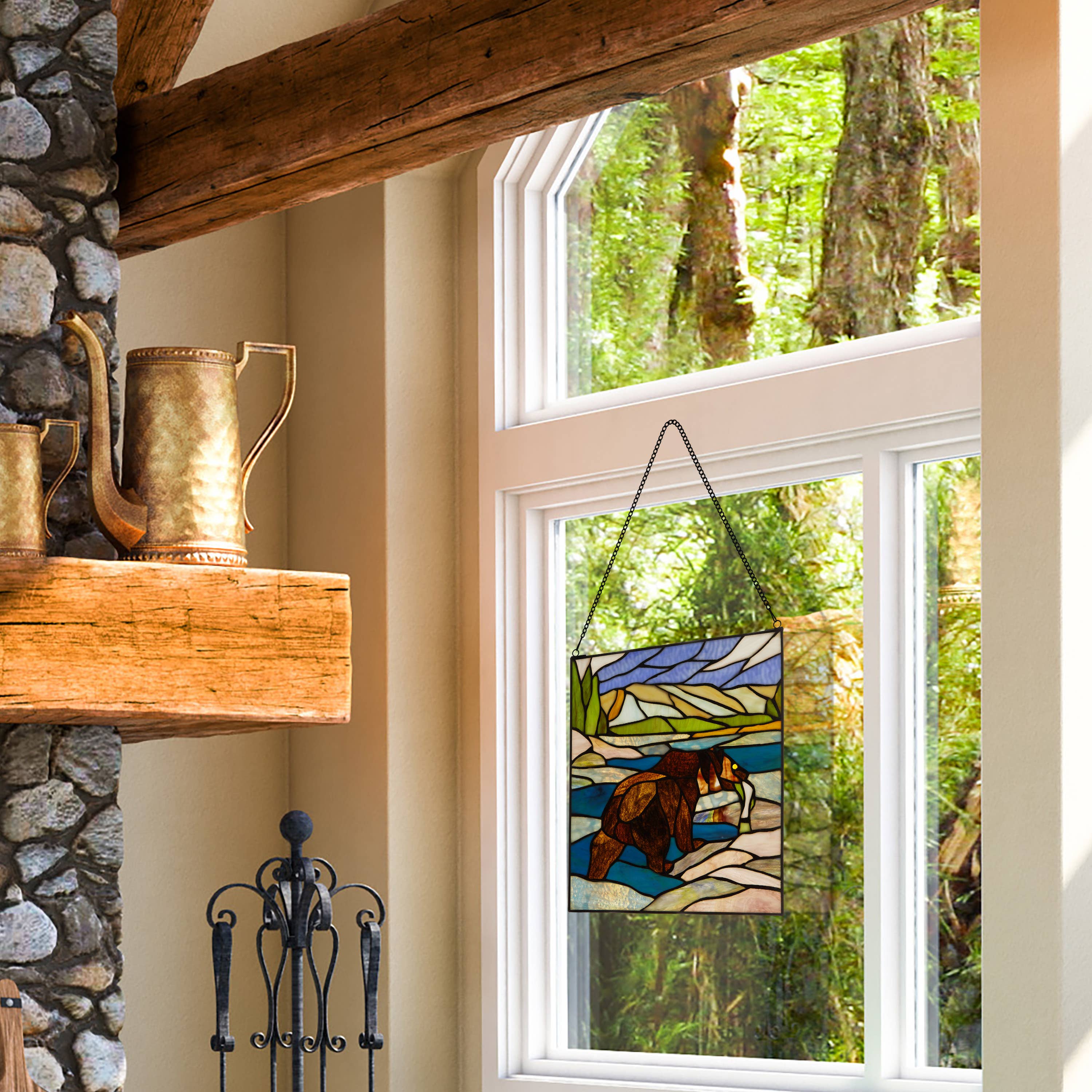 River of Goods - Wholesale Suncatcher - 14"H Brown Bear Stained Glass Window Panel5