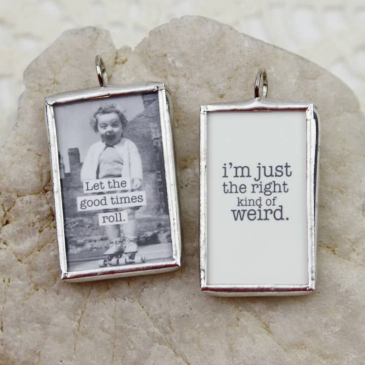 Let the Good Times Roll Funny Charm Necklace for wholesale by Jennifer Dahl Designs LLC