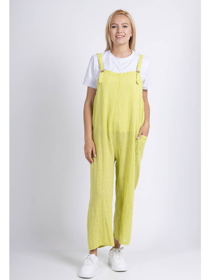 Happy look - Wholesale Overalls - Women's - Striped cotton overalls – Casual and practical style