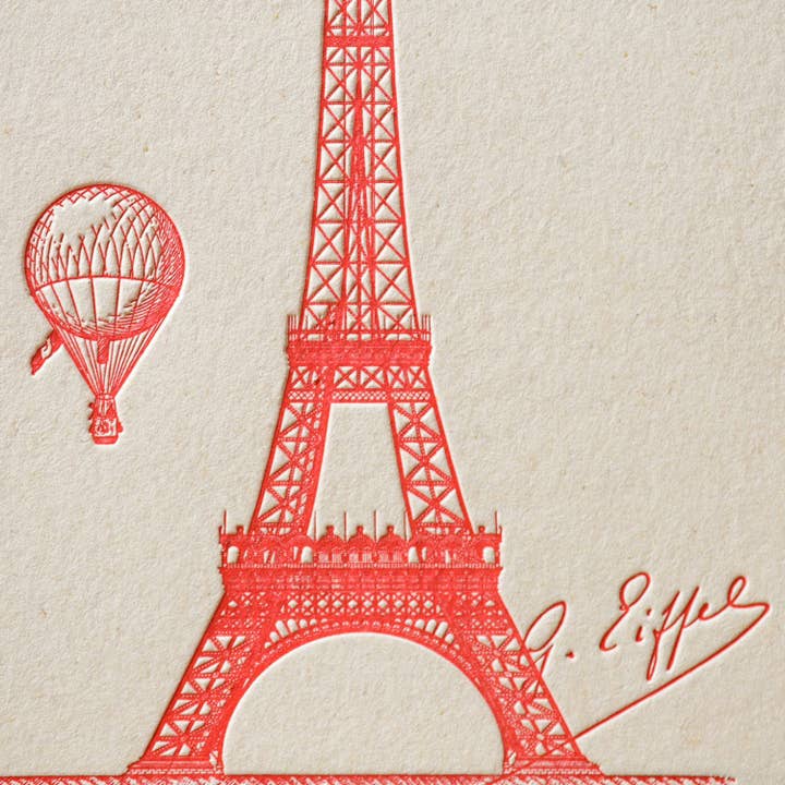 L'Atelier Letterpress – Engroshandel Hverdagshilsen kort – Bogtrykskort Red Eiffeltårnet (Paris)
