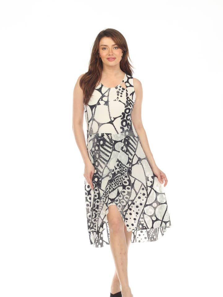 Women's Sleeve Less Black and White Dress for wholesale by Kamana