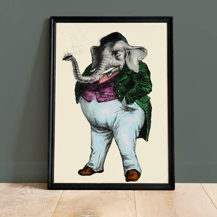Elephant Poster - The Dressed Animals for wholesale by Colette de B.