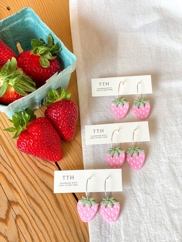 Pink Strawberry Hoops for wholesale by The Terracotta House