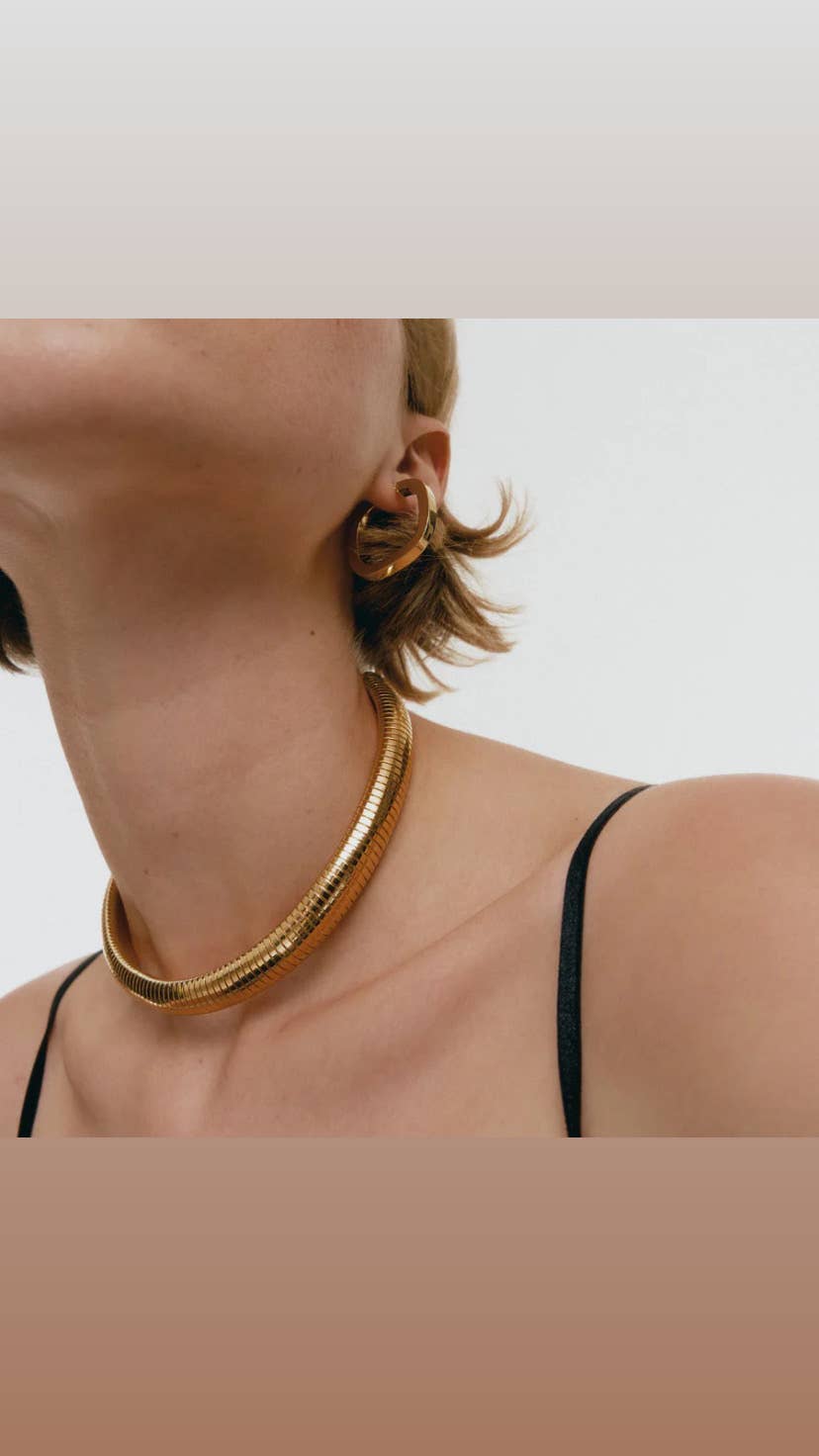 HoopLa - Wholesale Choker/Collar - Tobogas, Cobra Omega Collar Necklace- Steel1