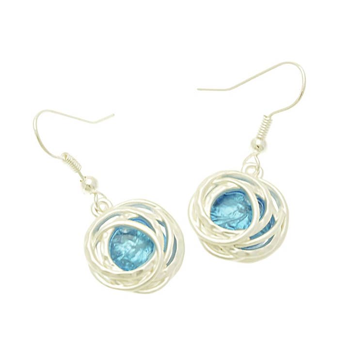 Turquoise and Silver Drop Earrings for wholesale by Miss Milly Limited