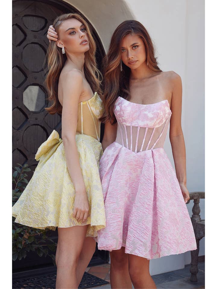 Kurzes Frühlingskleid mit Korsett und transparentem Oberteil für den Großhandel von Juliet