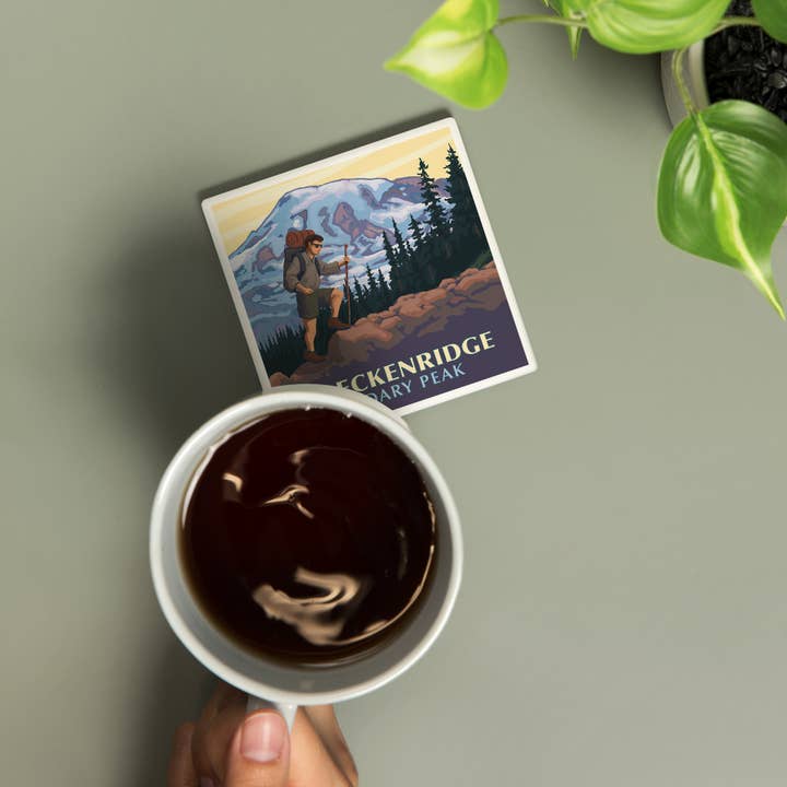 Lantern Press - Wholesale Coasters - Ceramic Coaster Breckenridge, Colorado, Quandary Peak, Mo1