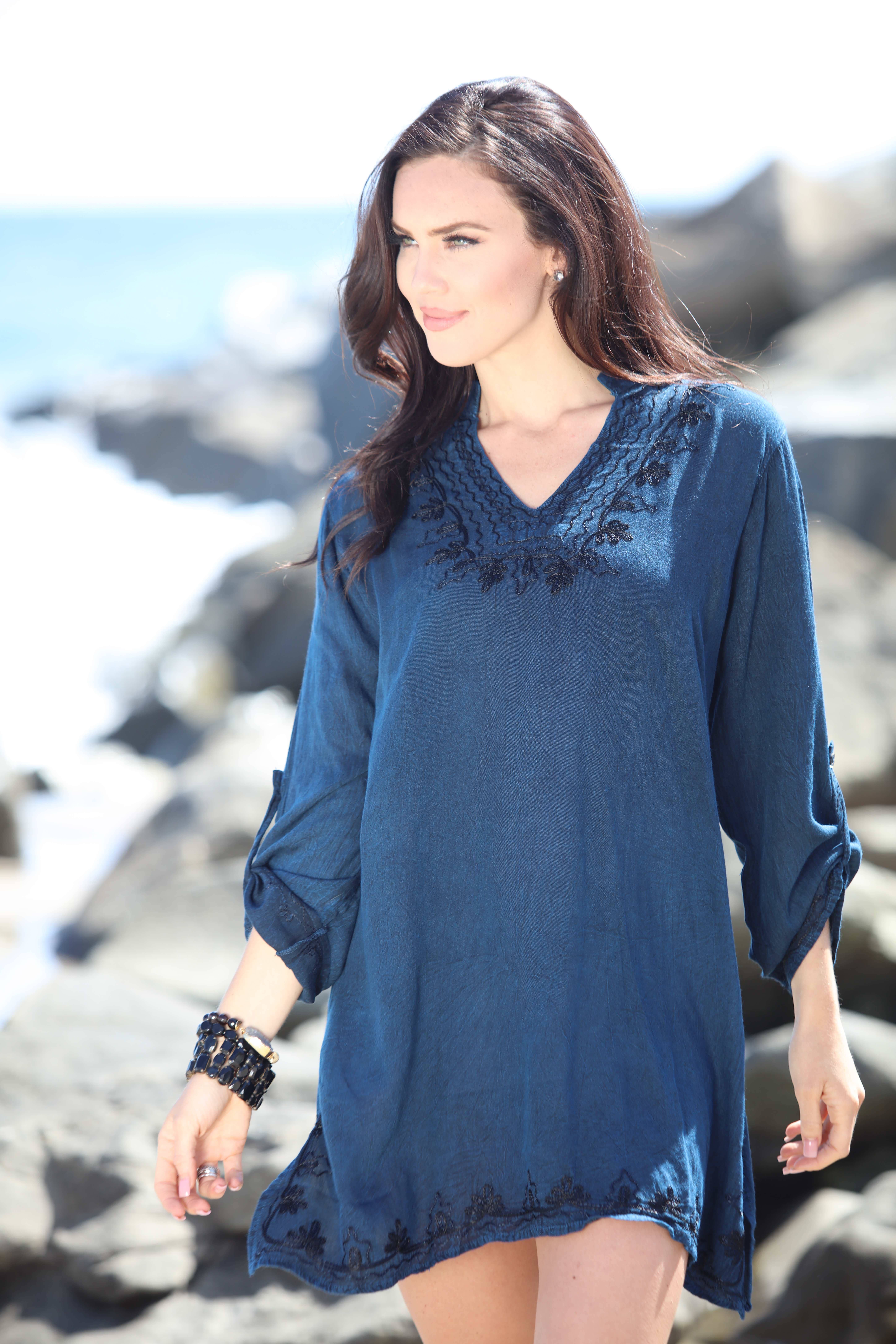 Ananda's Fashion - Wholesale Swim Cover Up - Women's - Long Sleeve Swimsuit Cover Up Tunic Resort Wear3