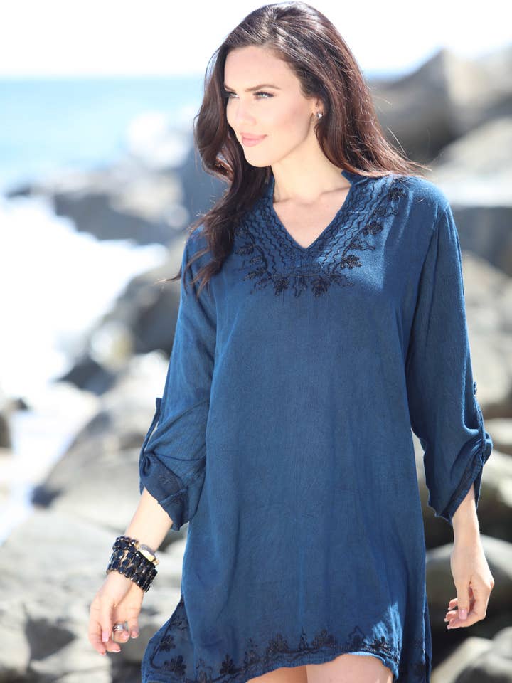 Ananda's Fashion - Wholesale Swim Cover Up - Women's - Long Sleeve Swimsuit Cover Up Tunic Resort Wear3