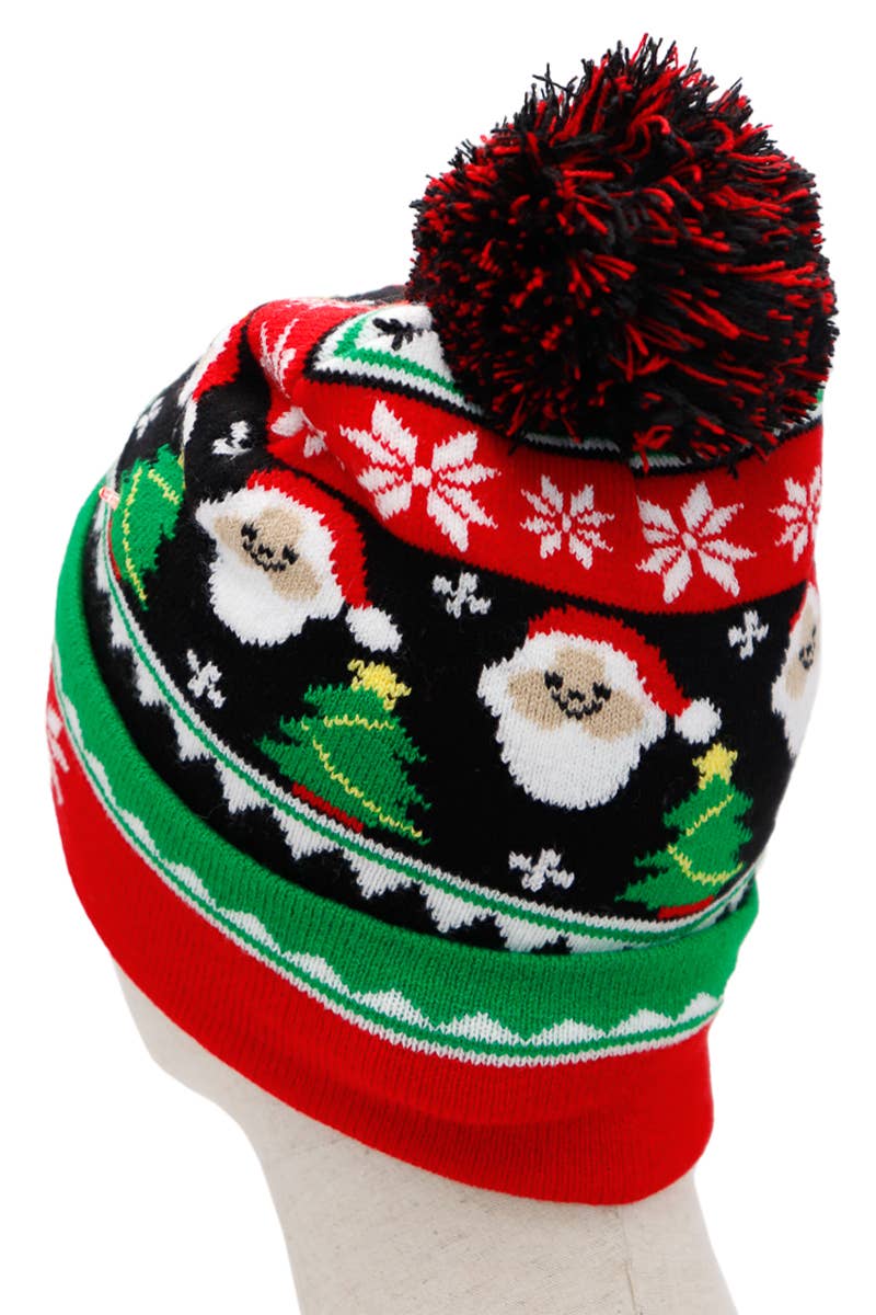 ASSORTED Christmas LED Light-Up Single Pom Beanie for wholesale on Faire3
