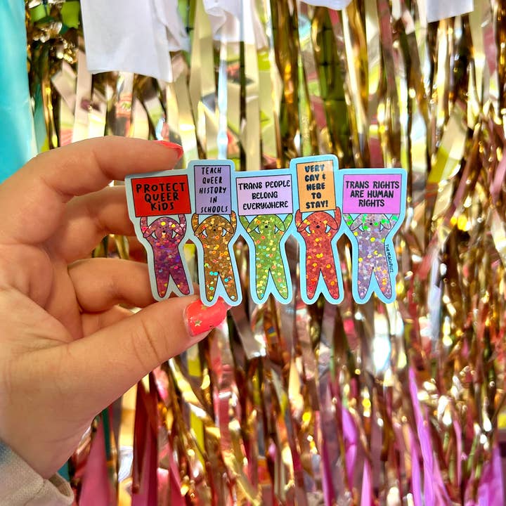 The Peach Fuzz - Wholesale Sticker - Pride Puppies Glitter Sticker