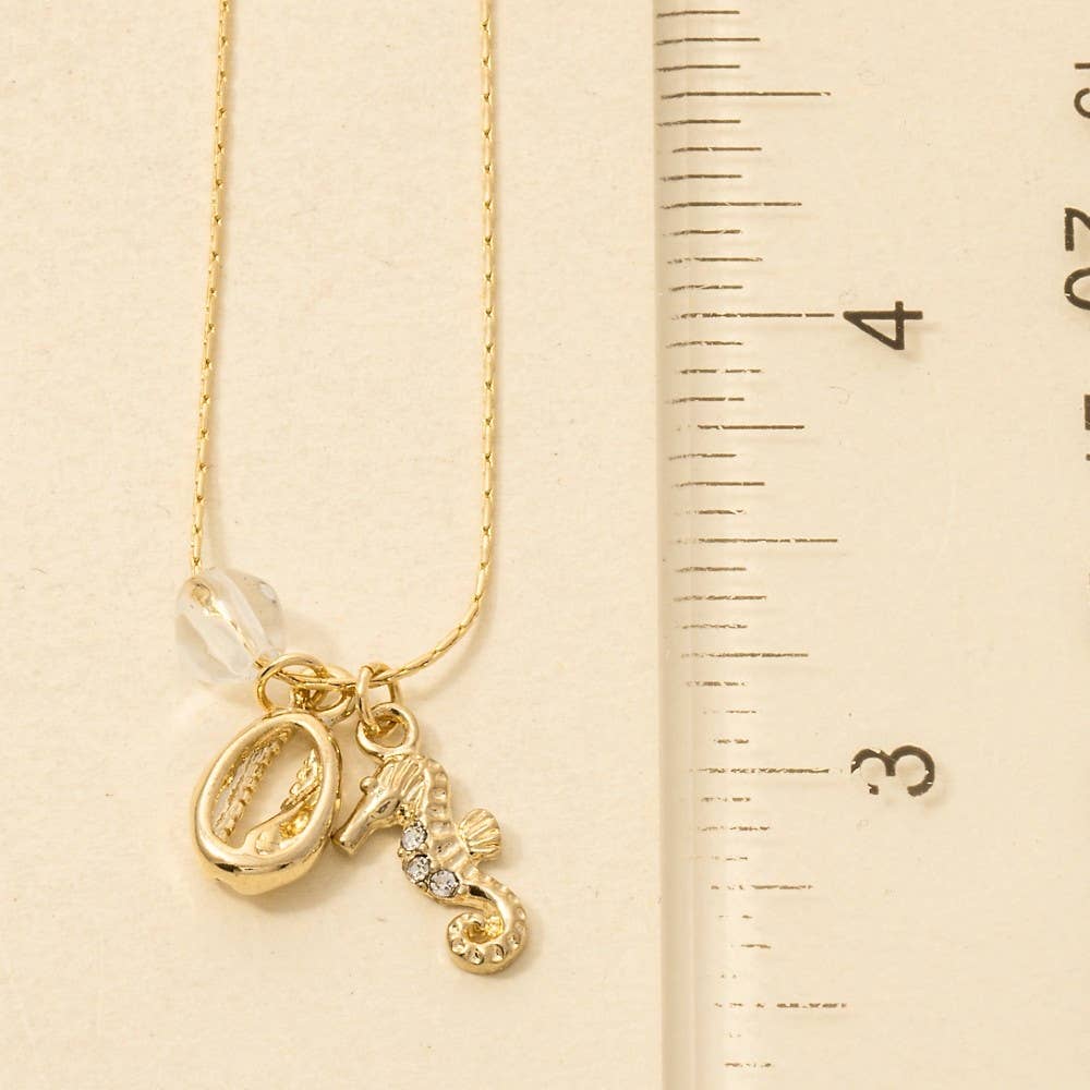 G Seashell Seahorse Pendant Necklace for wholesale on Faire2