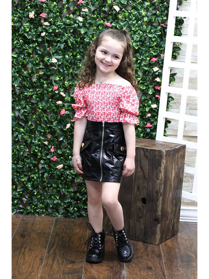 Kids Charm Online - Wholesale Skirt - Kids - LEATHER SKIRT WITH GOLD ZIPPER.90066501060-AMY1