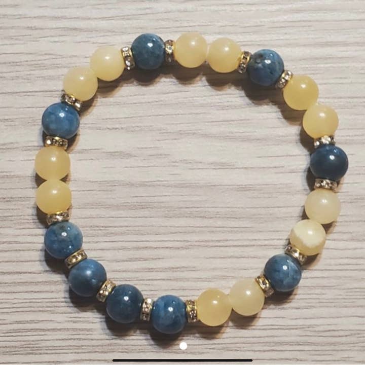 Apatite & Yellow Selenite Handcrafted Gemstone Bracelet for wholesale by Saki Cosmetics