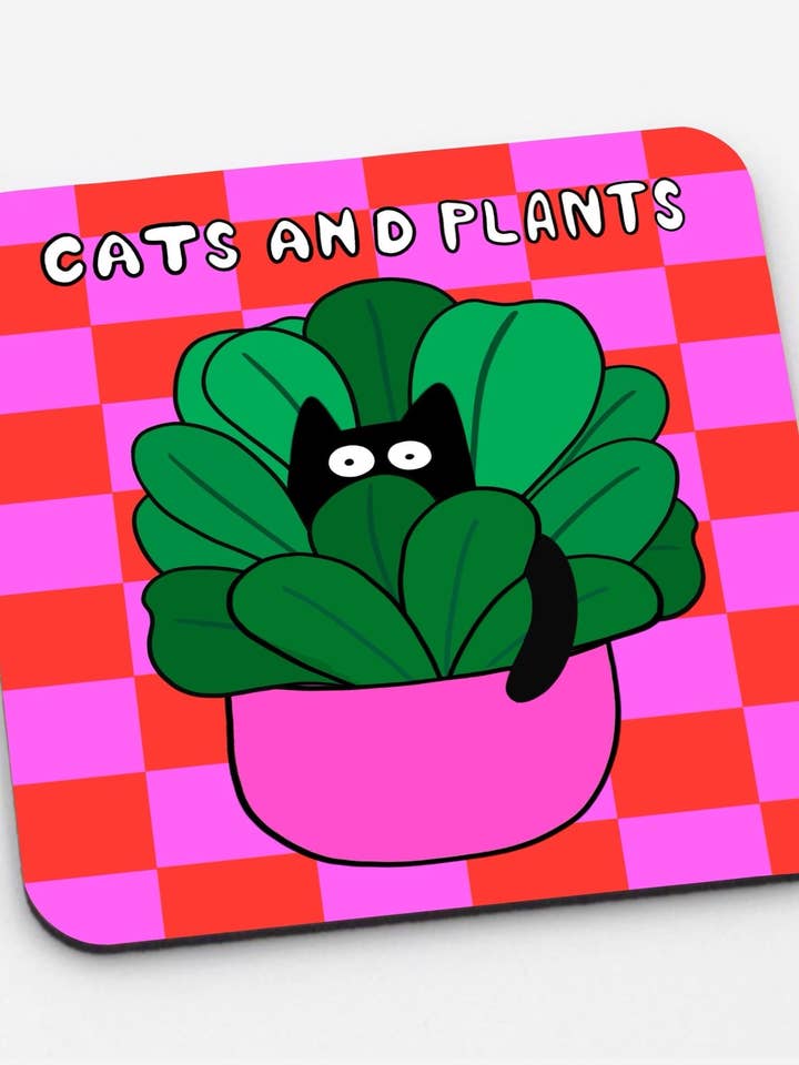Cats and Plants Cute Drinkware Coasters - Cat Gifts for wholesale by The Paper Tail