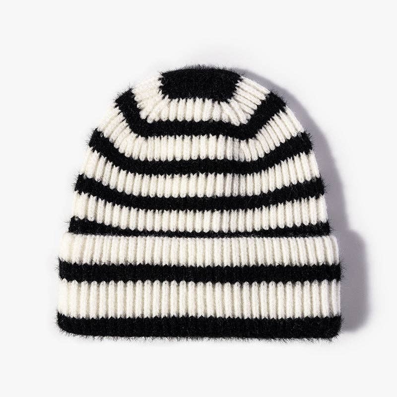 Dipped Shop - Wholesale Beanie - Women's - Winter Striped Beanie Cuff Warm Knitted Hat DP25G7320
