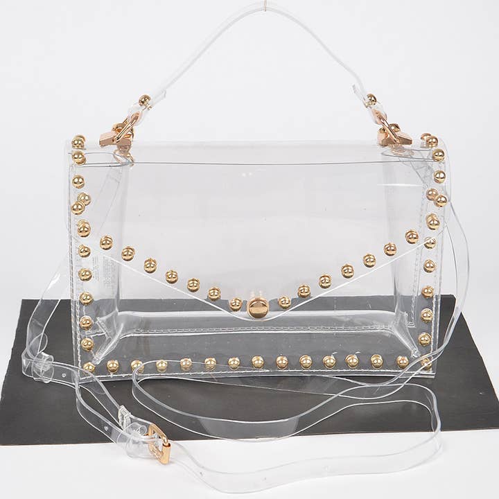 3AM BY H&D ACCESSORIES - Wholesale Crossbody Bag - Women's - Round Stud Clear Bag