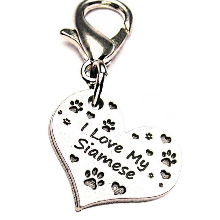 I Love My Siamese Zipper Pull Resgate de animais Animais de estimação Gatos Cães por atacado de Chubby Chico Charms