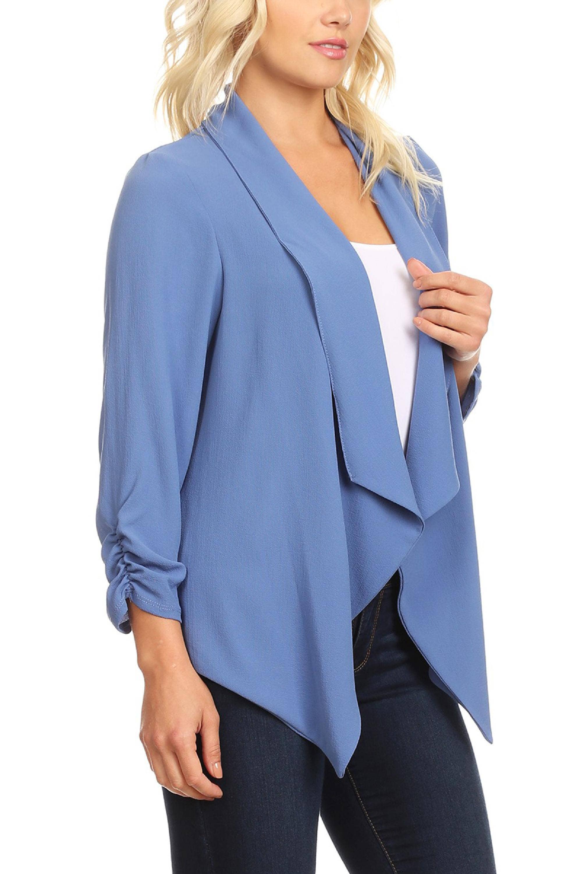 MOA COLLECTION - Wholesale Blazer - Women's - Women's Woven Casual Relaxed Fit Open Front Blazer Jacket16