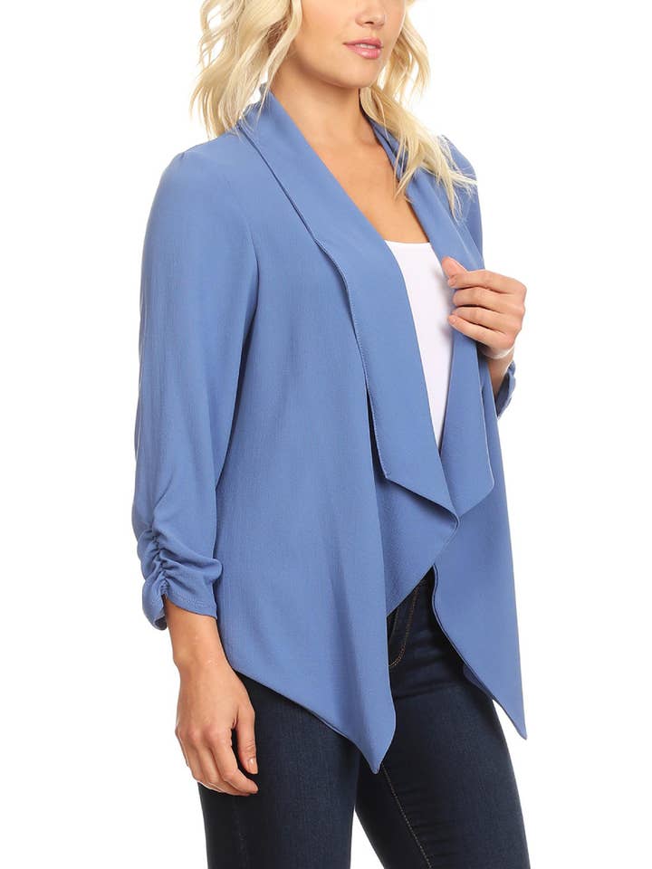 MOA COLLECTION - Wholesale Blazer – Women's - Women's Woven Casual Relaxed Fit Open Front Blazer Jacket16