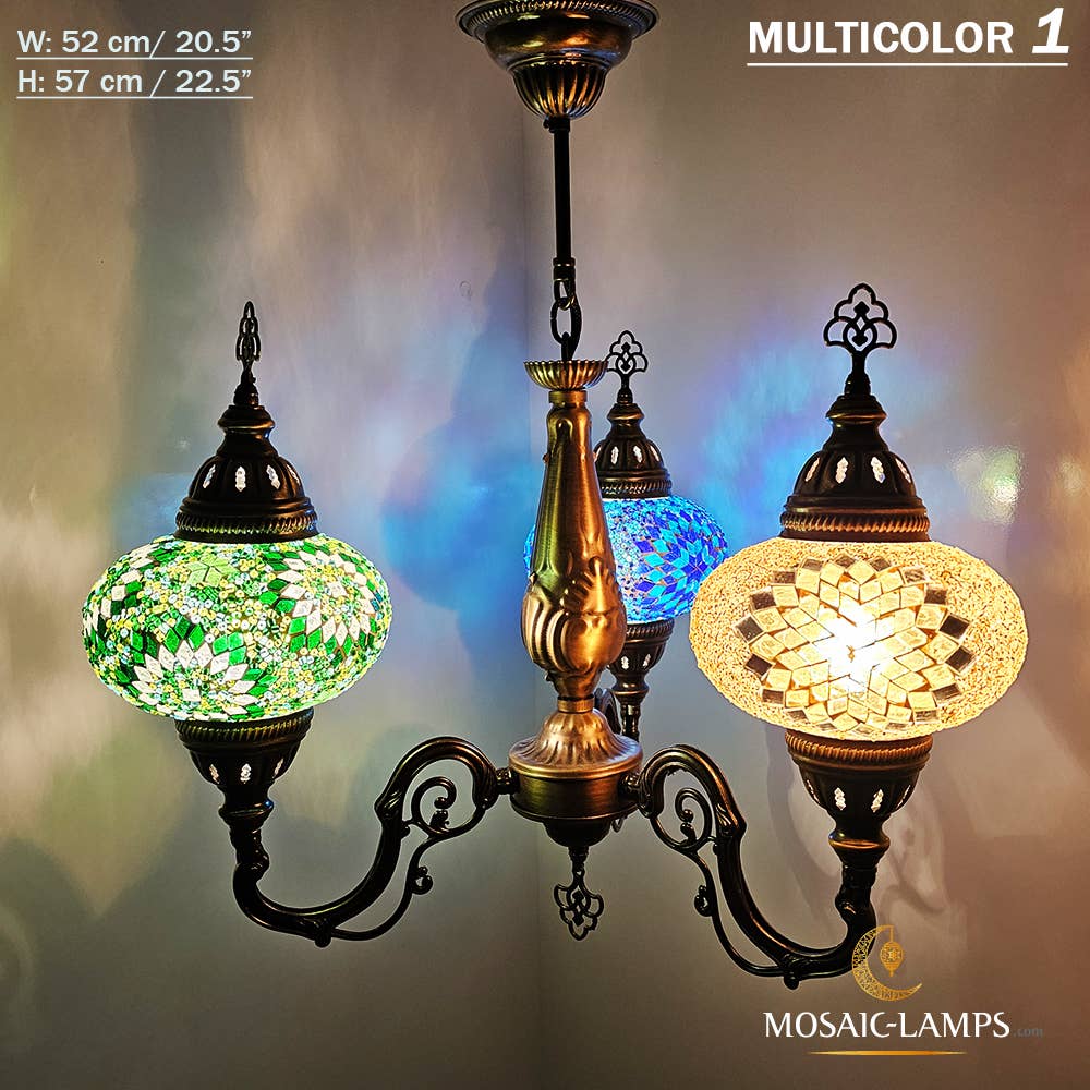 Mosaic Lamps – Candeeiro/lâmpada suspensa por atacado – Mosaico 3 Globo Feito à Mão Turco Marroquino Árabe Oriental Boh8