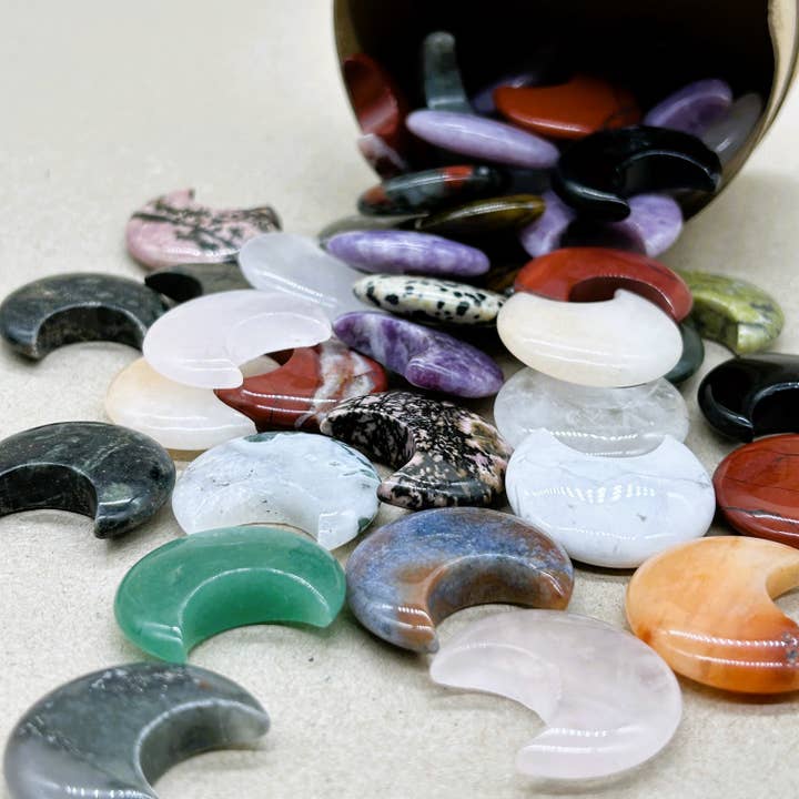 Mindful Living Co. - Wholesale Spiritual Stone/Crystal - Crescent Moon Handmade Gemstone Carvings