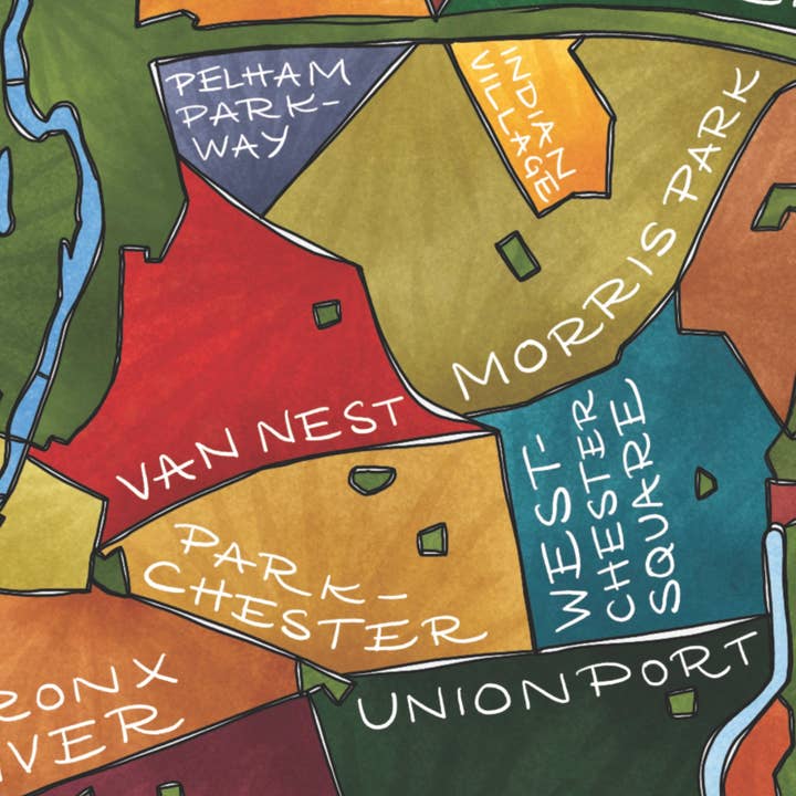 Terratorie Maps + Goods – Impressão artística por atacado – Bronx Bairros Mapa Impressão artística1