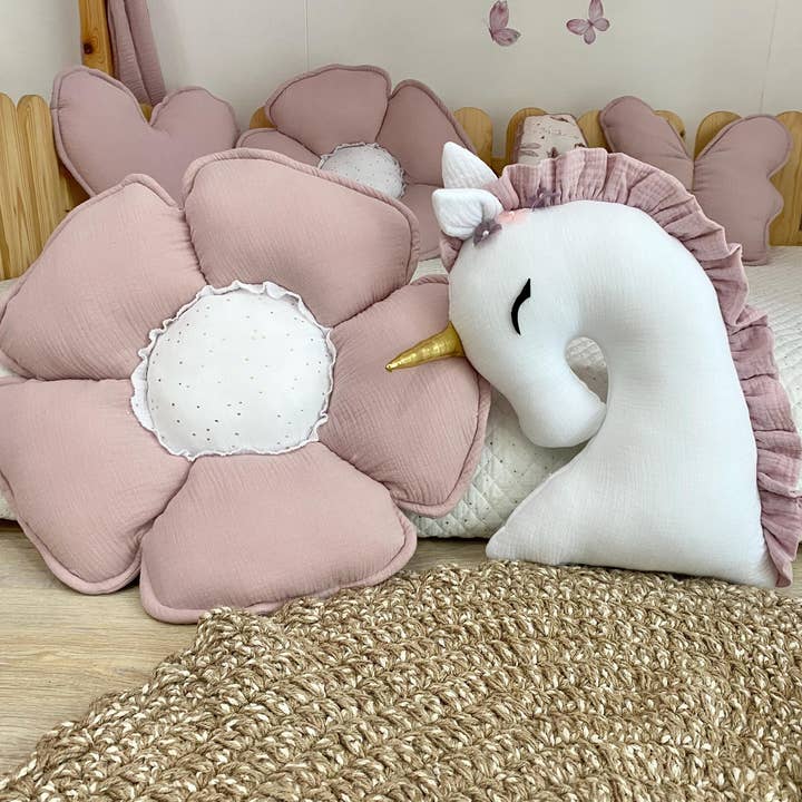 Kids Decorative Unicorn Pillow, , Romantic Themed Children's Room for wholesale by Velvet White