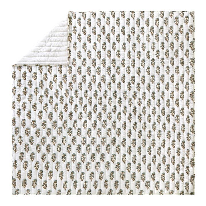 Peking Handicraft - Wholesale Quilt - BLOCK PRINT MUGHAL FLOWER QUILT - Laurel & Mayfair3