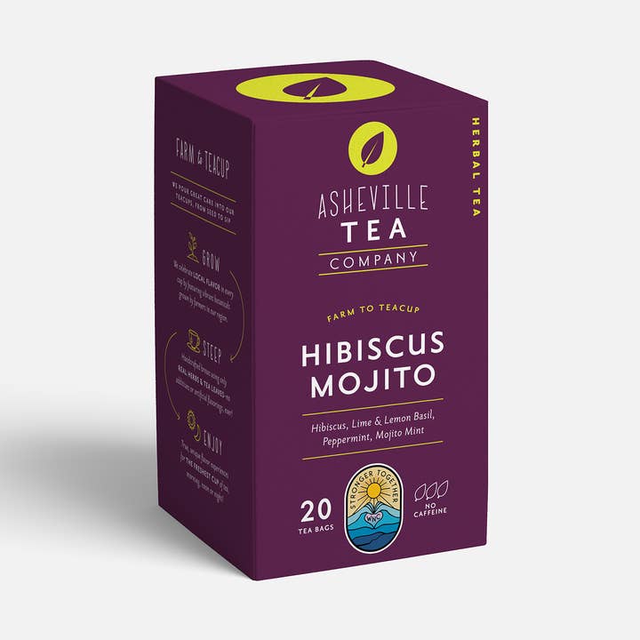 Tea Box with Hibiscus Mojito individual Tea Bags for wholesale by Asheville Tea Company