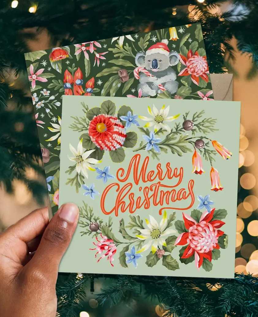 Earth Greetings - Wholesale Christmas Card - Boxed Christmas Cards (Square) - Christmas Blooms2