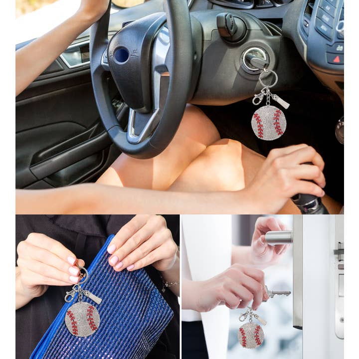 Cota Global - Wholesale Keychain - Unisex - Sparkling Rhinestones Charm With Tassel - Baseball4