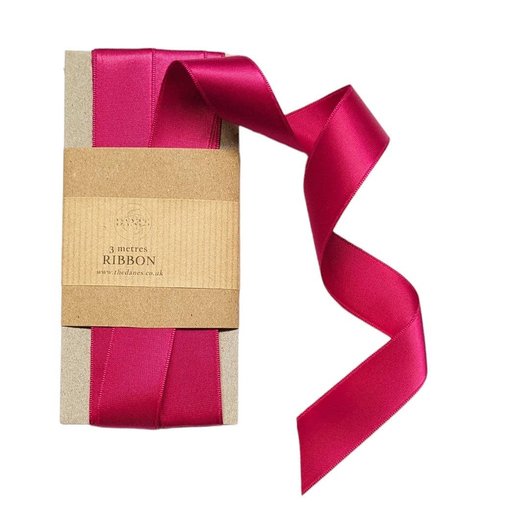 The Danes – wholesale Ribbon – Gift wrapping – Cerise PINK Luxury Double Faced Satin Silk Ribbon, 25mm x 3M0