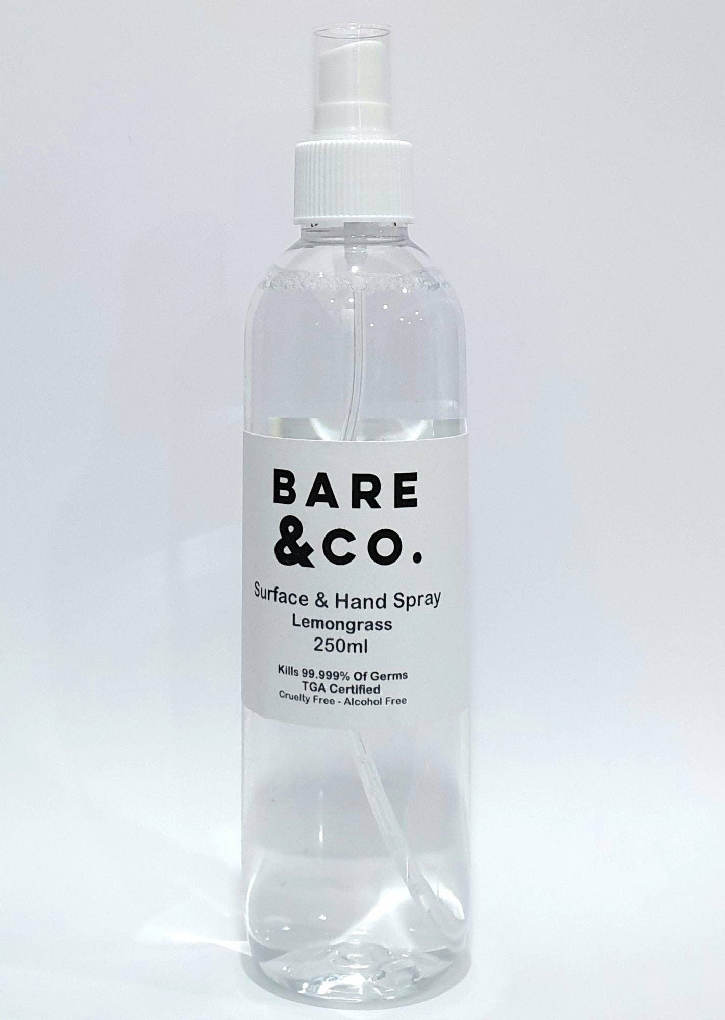 Bare & Co. - Wholesale Hand sanitiser - Surface and Hand Sanitiser Spray - Lemongrass (250ml)0