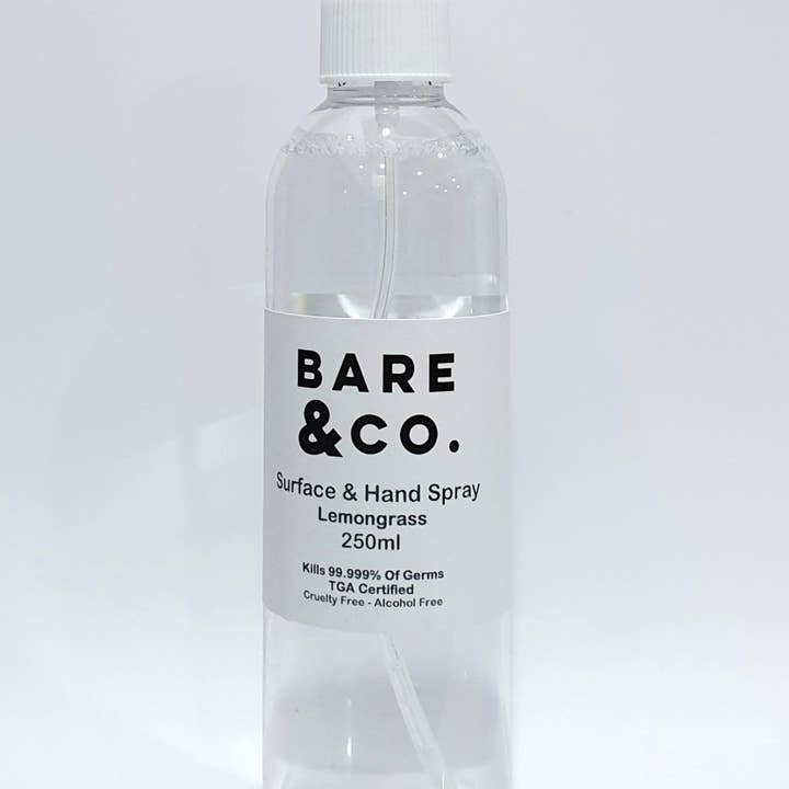 Bare & Co. - Wholesale Hand sanitiser - Surface and Hand Sanitiser Spray - Lemongrass (250ml)