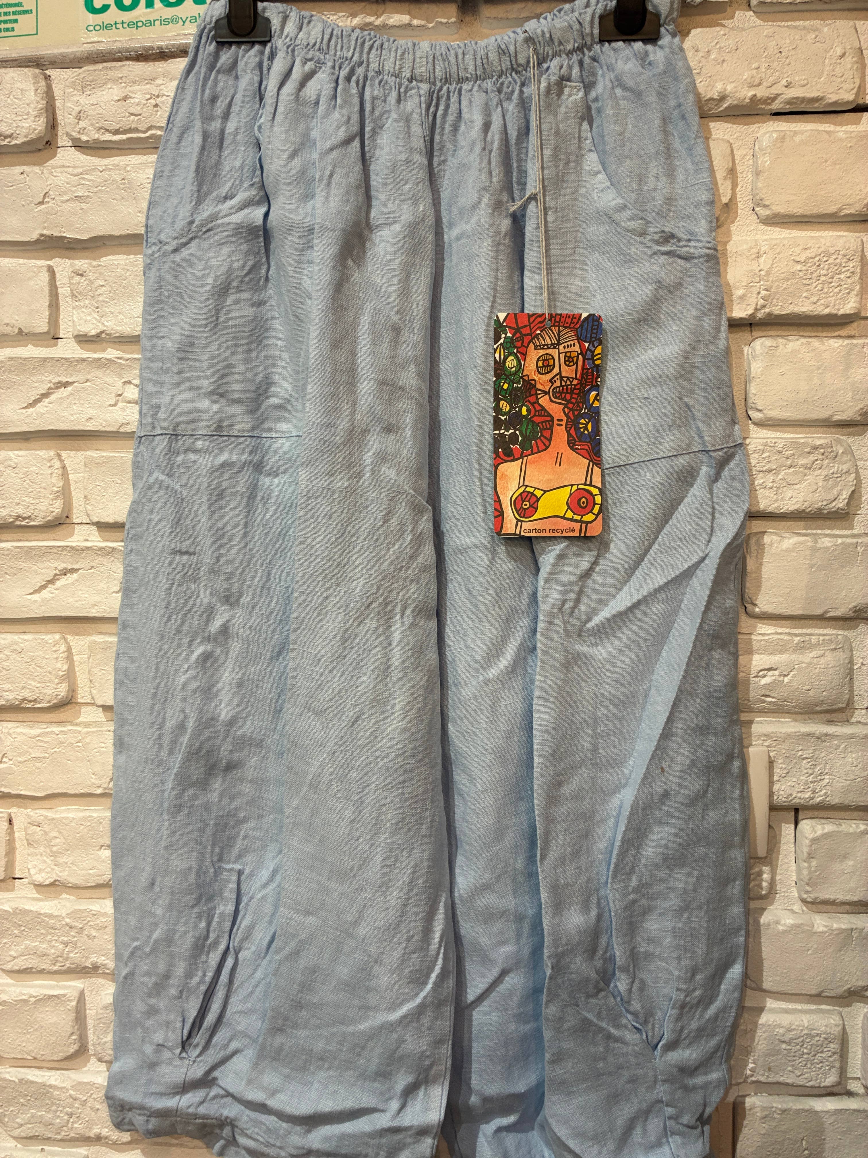 la maison des fibres naturelles - Vente Pantalon – femme - pantalon large en lin 6353 +size 100% linen made in Italy32