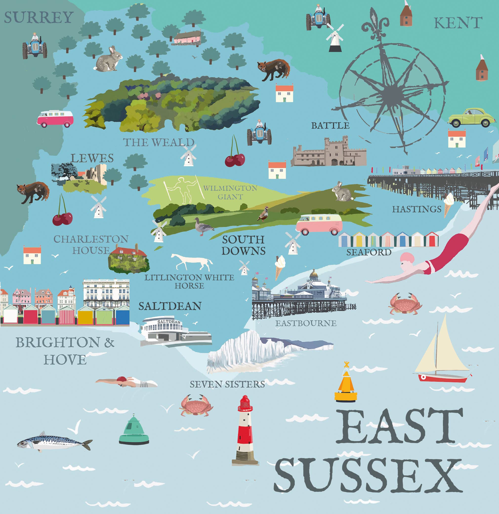 BETTY BOYNS MAPS - Vendita all'ingrosso Calamite - Magnete da Frigo con Mappa Illustrata49