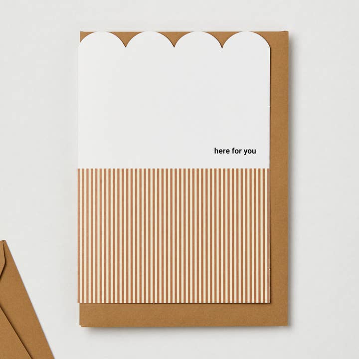 Kinshipped - Wholesale Mother’s Day card - SCALLOP 'HERE FOR YOU' ROSE/CREAM CARD0