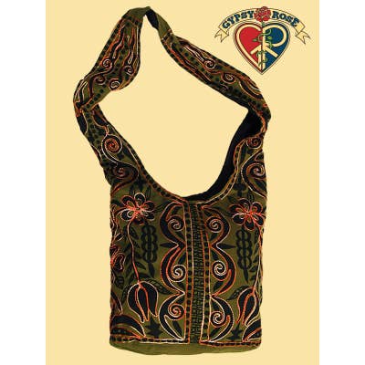 Gypsy Rose - Wholesale Shoulder Bag - Women's - JUNGLE JIVE EMBROIDERED COTTON SHOULDER BAG