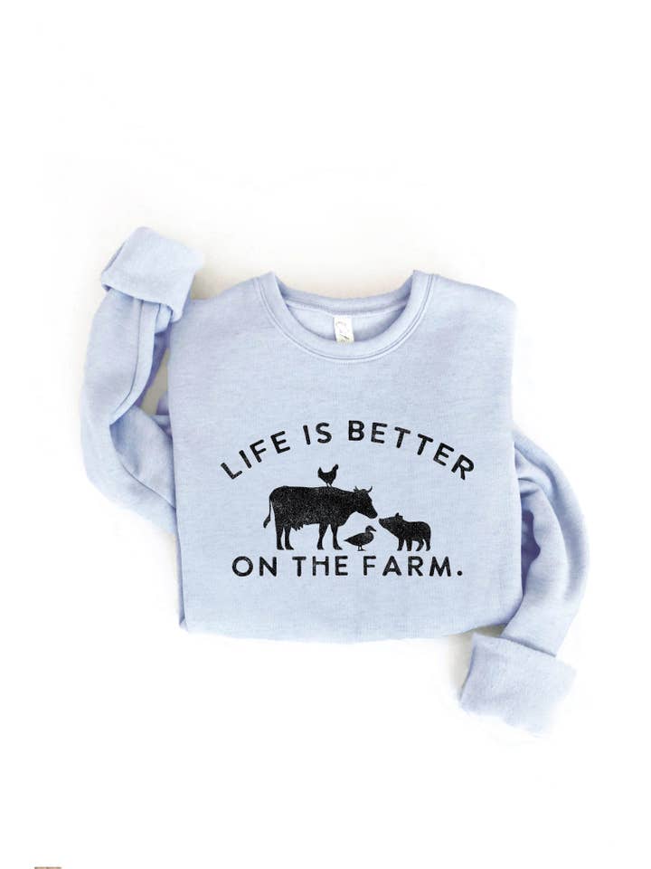 OAT COLLECTIVE - Wholesale Graphic Sweatshirt - Women's - LIFE IS BETTER ON THE FARM Graphic Sweatshirt8