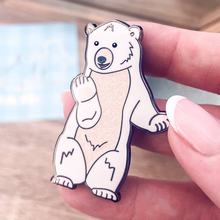 Penelope the Polar Bear Enamel Pin for wholesale by Pintada Designs