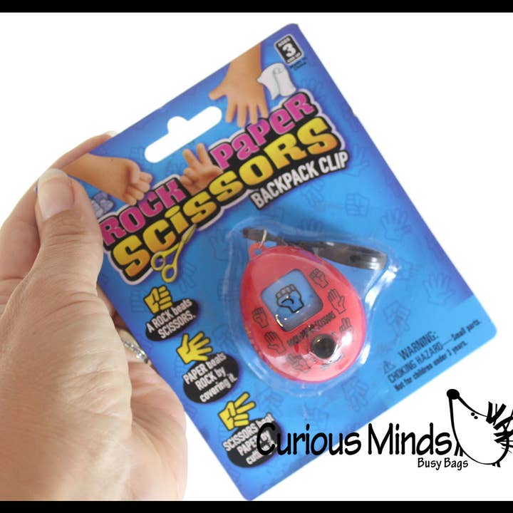 Curious Minds Toys - Wholesale Fidget Toy - Kids - 1 Rock, Paper, Scissors, Fidget Toy with Keyring Clip