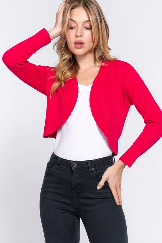 Vanilla Monkey - Vente Cardigan – femme - Pull long en soie avec finition festonnée - Boléro5