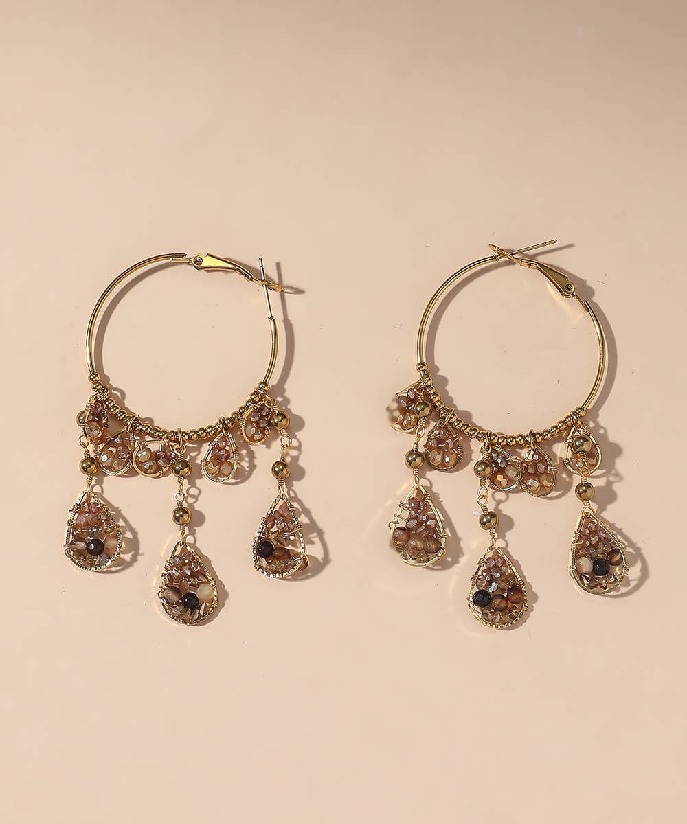 Blossom bijoux - Wholesale Dangle Earrings - BO Stud Hoops Stainless Steel Crystal Beads 25BOA0037