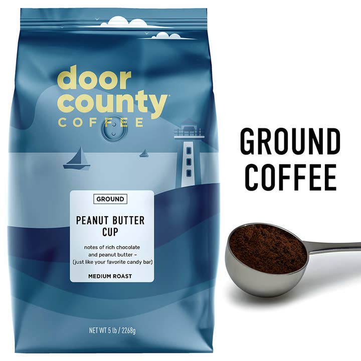 Café Moído de Primavera com Sabor a Taça de Manteiga de Amendoim de 5lb, Torra Média por atacado de Door County Coffee