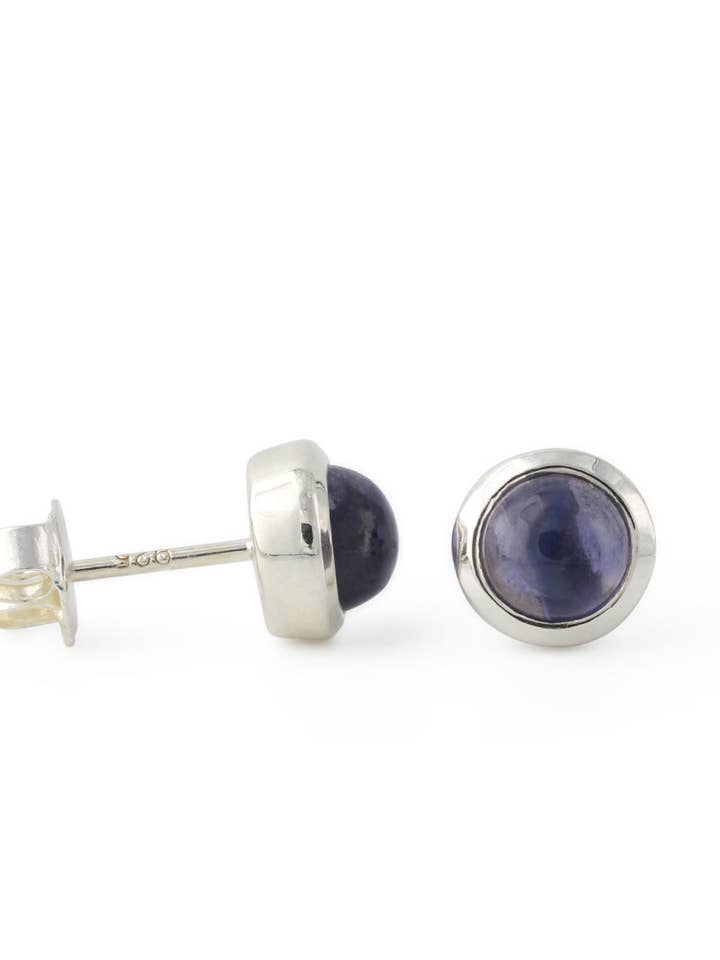 Silver stud earrings with iolite 6mm for wholesale by Campur GmbH