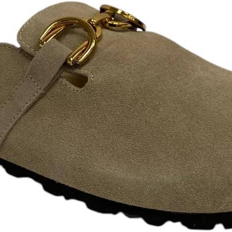 OOG - Wholesale Slippers - Women's - OS1819 Khaki OOG Damen Leder Hausschuhe Slipper Clogs1