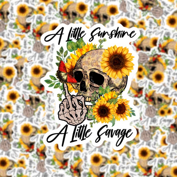 A Little Sunshine A Little Savage Skeleton Sticker for wholesale by Fuzzy Loon Designs