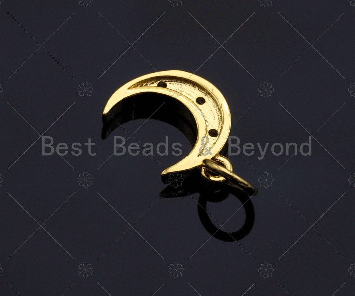 BestBeads&Beyond - Wholesale Individual Charm/Pendant - Dainty Gold Star Cresent Moon Charms, Dainty Charms, Moon Pendant, Gold Coin Pendant, Gold Necklace Charms, 9x12mm, Sku#LK1143
